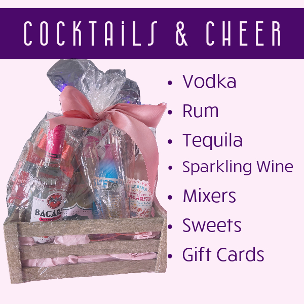 Cocktails and cheer raffle basket