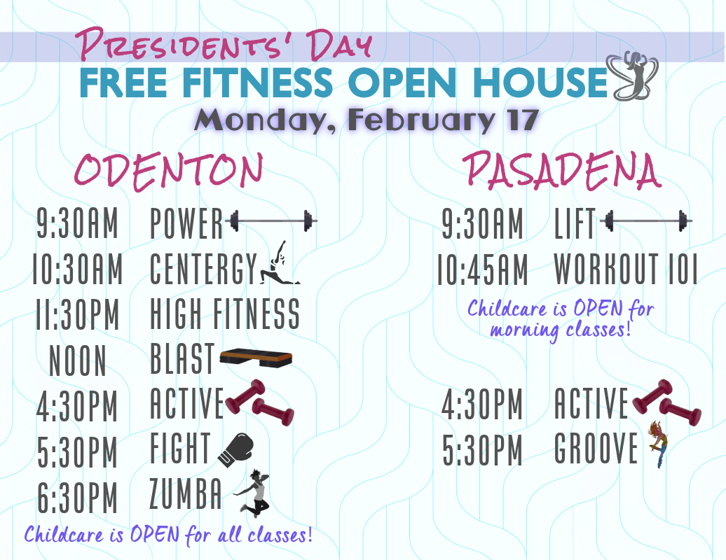 Presidents' day free classes schedule