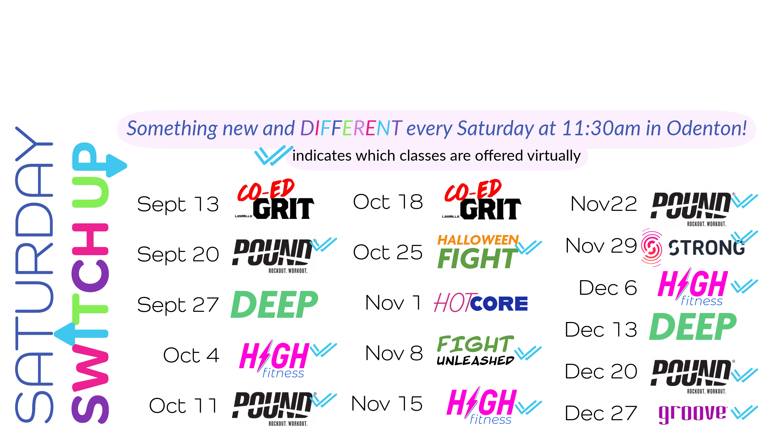 saturday switch up schedule