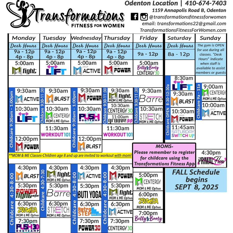 Summer 2025 class schedule Odenton