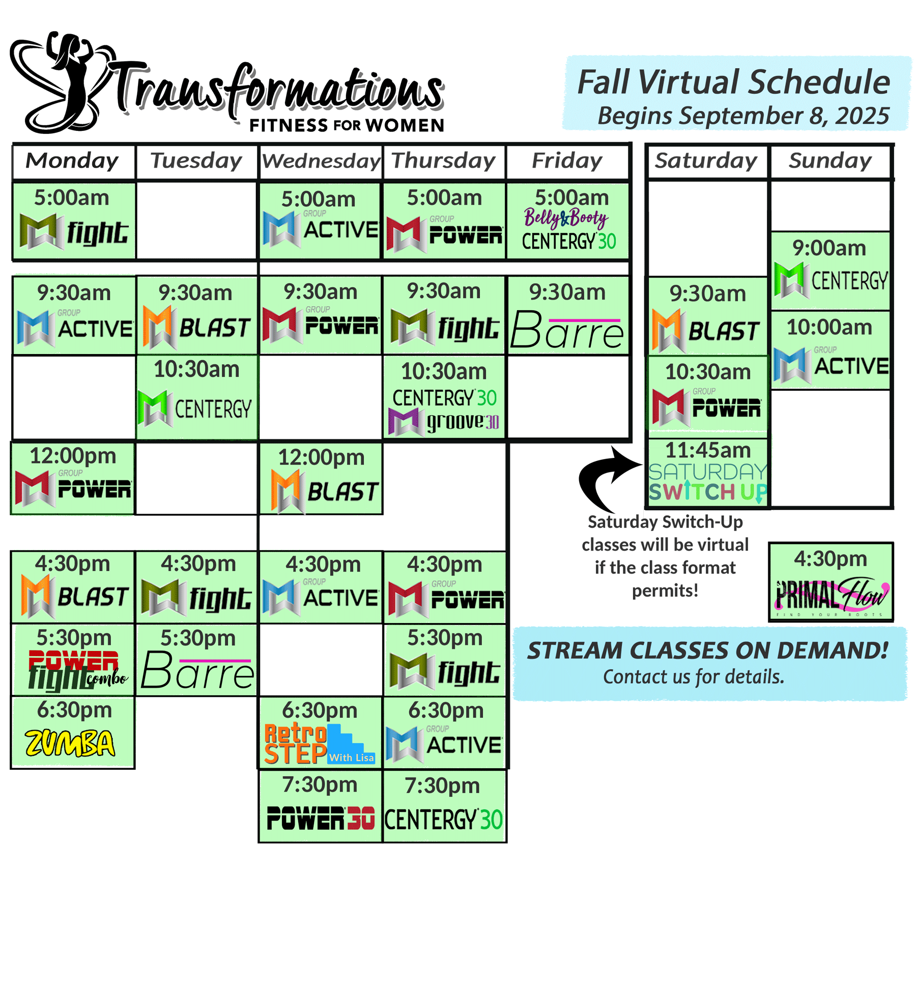 Virtual Class Schedule Summer 2025