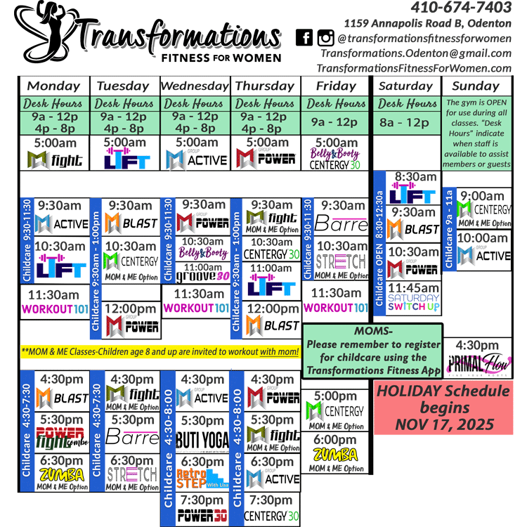 Summer 2025 class schedule Odenton