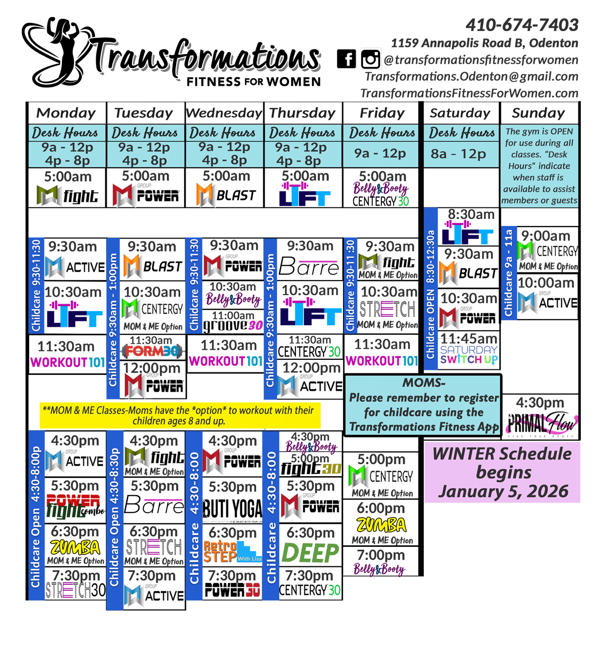 Odenton Schedule Winter 2026