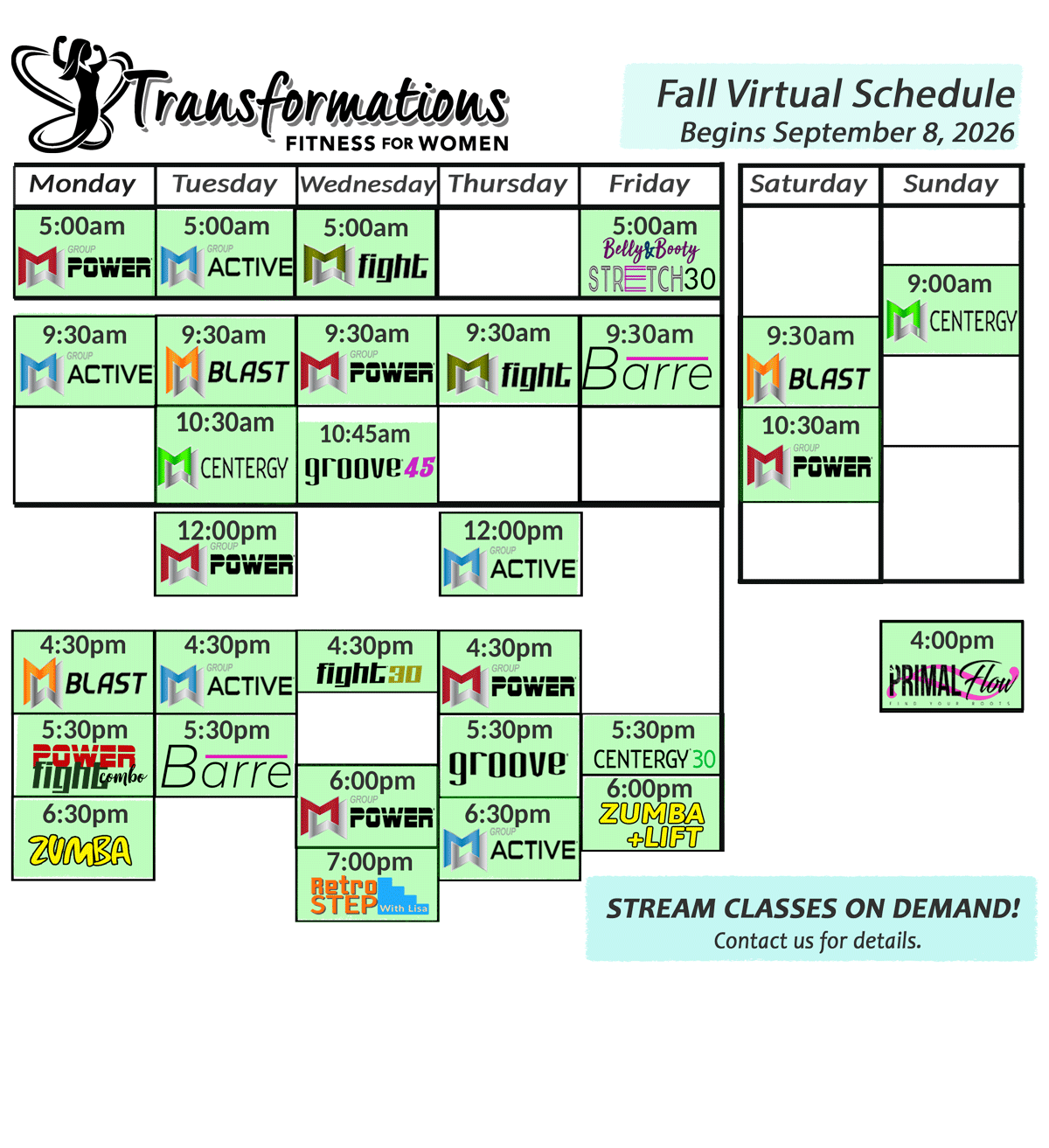 Virtual Schedule Fall 2026